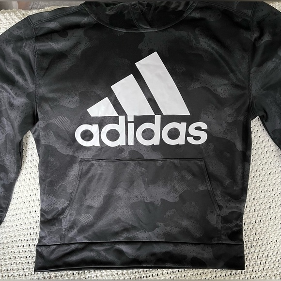Adidas Boy’s Hooded Sweatshirt, 100% Polyester, Gray ‘Energy’ Camo; Size 14/16 - Picture 1 of 9